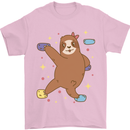 Rock Climbing Sloth Climber Mens T-Shirt 100% Cotton Light Pink