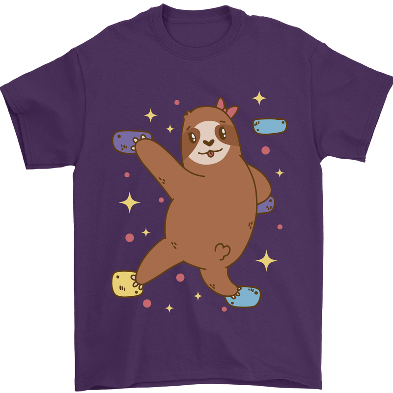 Rock Climbing Sloth Climber Mens T-Shirt 100% Cotton Purple