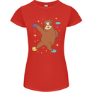 Rock Climbing Sloth Climber Womens Petite Cut T-Shirt Red