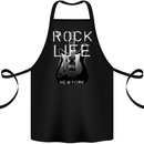 Rock Life Electric Guitar Music New York Band Cotton Apron 100% Organic Black