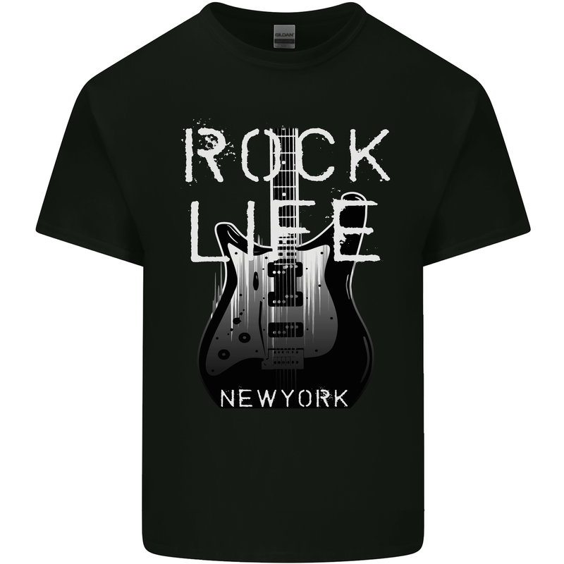 Rock Life Electric Guitar Music New York Band Kids T-Shirt Childrens Black
