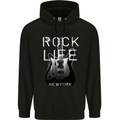 Rock Life Electric Guitar Music New York Band Mens 80% Cotton Hoodie Black