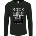 Rock Life Electric Guitar Music New York Band Mens Long Sleeve T-Shirt Black