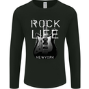 Rock Life Electric Guitar Music New York Band Mens Long Sleeve T-Shirt Black