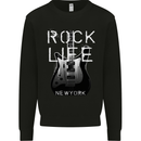 Rock Life Electric Guitar Music New York Band Mens Sweatshirt Jumper Black