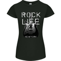 Rock Life Electric Guitar Music New York Band Womens Petite Cut T-Shirt Black
