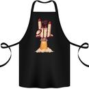 Rock On Salute Funny Space Rocket Ship Cotton Apron 100% Organic Black