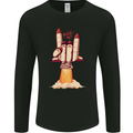 Rock On Salute Funny Space Rocket Ship Mens Long Sleeve T-Shirt Black