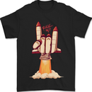 Rock On Salute Funny Space Rocket Ship Mens T-Shirt 100% Cotton Black