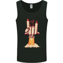 Rock On Salute Funny Space Rocket Ship Mens Vest Tank Top Black