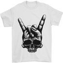 Rock Salute Skull Music Guitar Heavy Metal Mens T-Shirt 100% Cotton White