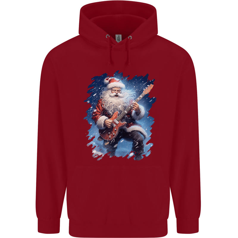 Rock Santa Playing Electric Guitar Christmas Xmas Childrens Kids Hoodie Red