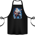 Rock Santa Playing Electric Guitar Christmas Xmas Cotton Apron 100% Organic Black