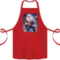Rock Santa Playing Electric Guitar Christmas Xmas Cotton Apron 100% Organic Red