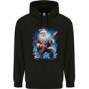 Rock Santa Playing Electric Guitar Christmas Xmas Mens 80% Cotton Hoodie Black