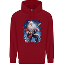 Rock Santa Playing Electric Guitar Christmas Xmas Mens 80% Cotton Hoodie Red