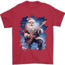 Rock Santa Playing Electric Guitar Christmas Xmas Mens T-Shirt 100% Cotton Red