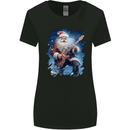 Rock Santa Playing Electric Guitar Christmas Xmas Womens Wider Cut T-Shirt Black