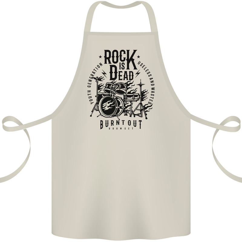 Rock is Dead Drum Kit Drummer Drumming Cotton Apron 100% Organic Natural