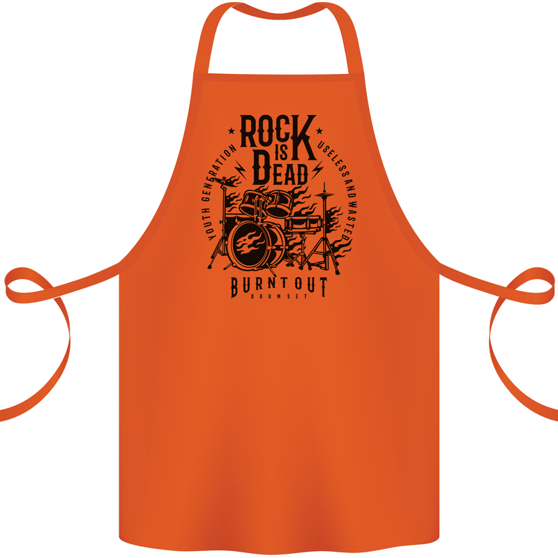 Rock is Dead Drum Kit Drummer Drumming Cotton Apron 100% Organic Orange