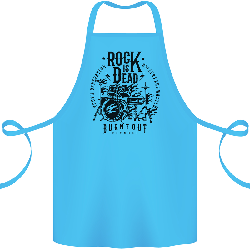 Rock is Dead Drum Kit Drummer Drumming Cotton Apron 100% Organic Turquoise