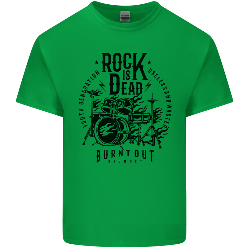 Rock is Dead Drum Kit Drummer Drumming Kids T-Shirt Childrens Irish Green