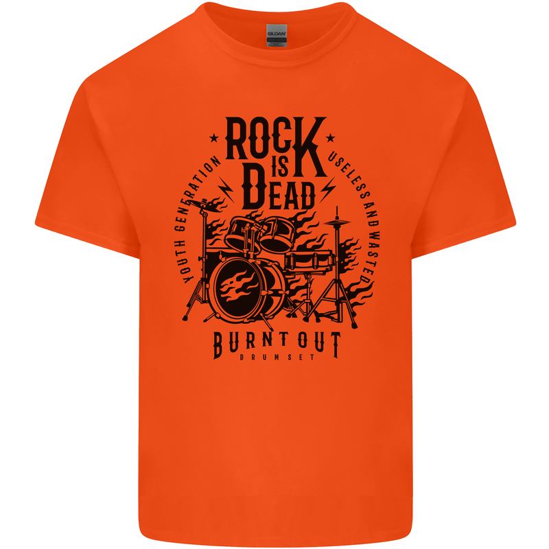 Rock is Dead Drum Kit Drummer Drumming Kids T-Shirt Childrens Orange