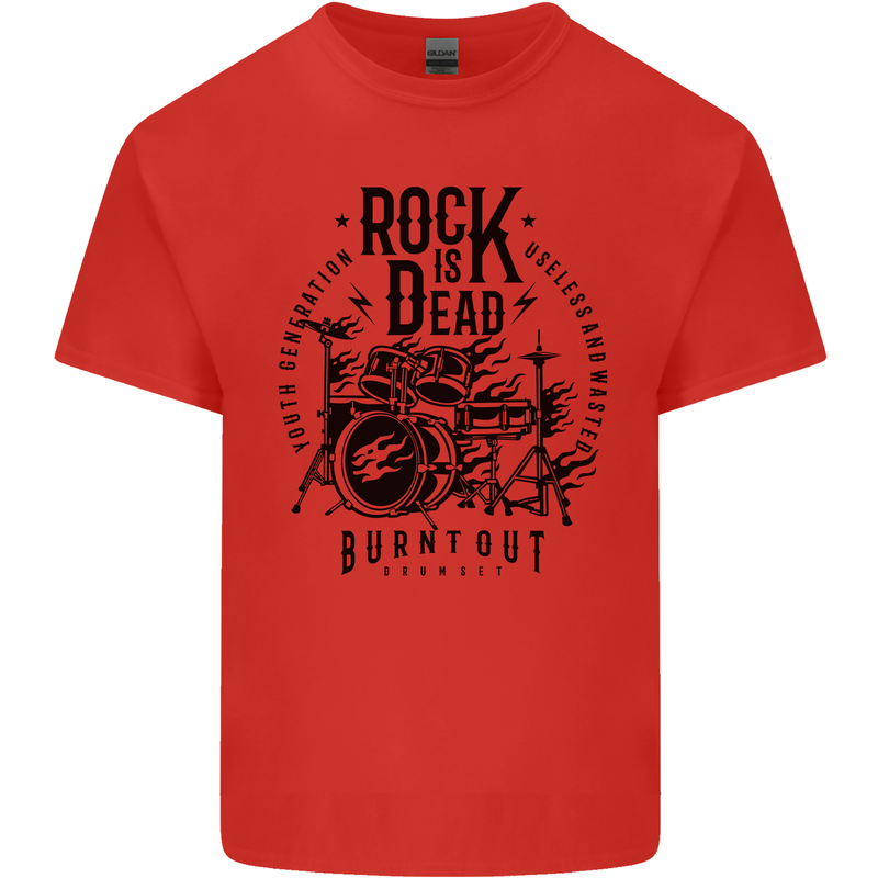 Rock is Dead Drum Kit Drummer Drumming Kids T-Shirt Childrens Red