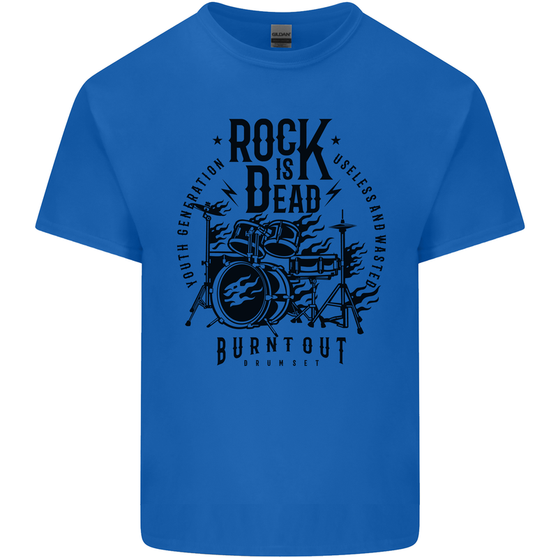 Rock is Dead Drum Kit Drummer Drumming Kids T-Shirt Childrens Royal Blue