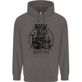 Rock is Dead Drum Kit Drummer Drumming Mens 80% Cotton Hoodie Charcoal