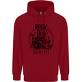 Rock is Dead Drum Kit Drummer Drumming Mens 80% Cotton Hoodie Red