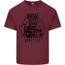 Rock is Dead Drum Kit Drummer Drumming Mens Cotton T-Shirt Tee Top Maroon