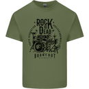 Rock is Dead Drum Kit Drummer Drumming Mens Cotton T-Shirt Tee Top Military Green