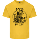 Rock is Dead Drum Kit Drummer Drumming Mens Cotton T-Shirt Tee Top Yellow