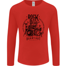 Rock is Dead Drum Kit Drummer Drumming Mens Long Sleeve T-Shirt Red