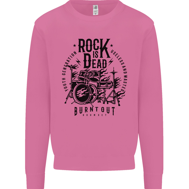 Rock is Dead Drum Kit Drummer Drumming Mens Sweatshirt Jumper Azalea