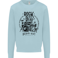 Rock is Dead Drum Kit Drummer Drumming Mens Sweatshirt Jumper Light Blue