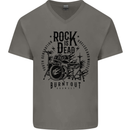 Rock is Dead Drum Kit Drummer Drumming Mens V-Neck Cotton T-Shirt Charcoal