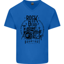 Rock is Dead Drum Kit Drummer Drumming Mens V-Neck Cotton T-Shirt Royal Blue