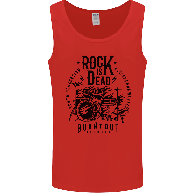 Rock is Dead Drum Kit Drummer Drumming Mens Vest Tank Top Red