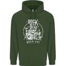 Rock is Dead Music Drummer Drumming Childrens Kids Hoodie Forest Green