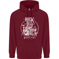 Rock is Dead Music Drummer Drumming Childrens Kids Hoodie Maroon