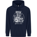 Rock is Dead Music Drummer Drumming Childrens Kids Hoodie Navy Blue