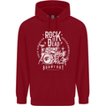 Rock is Dead Music Drummer Drumming Childrens Kids Hoodie Red