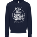 Rock is Dead Music Drummer Drumming Kids Sweatshirt Jumper Navy Blue