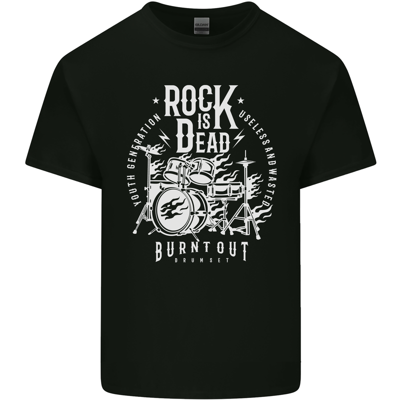 Rock is Dead Music Drummer Drumming Kids T-Shirt Childrens Black