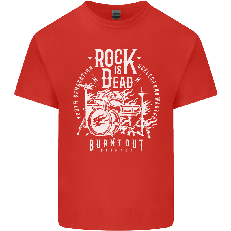 Rock is Dead Music Drummer Drumming Kids T-Shirt Childrens Red