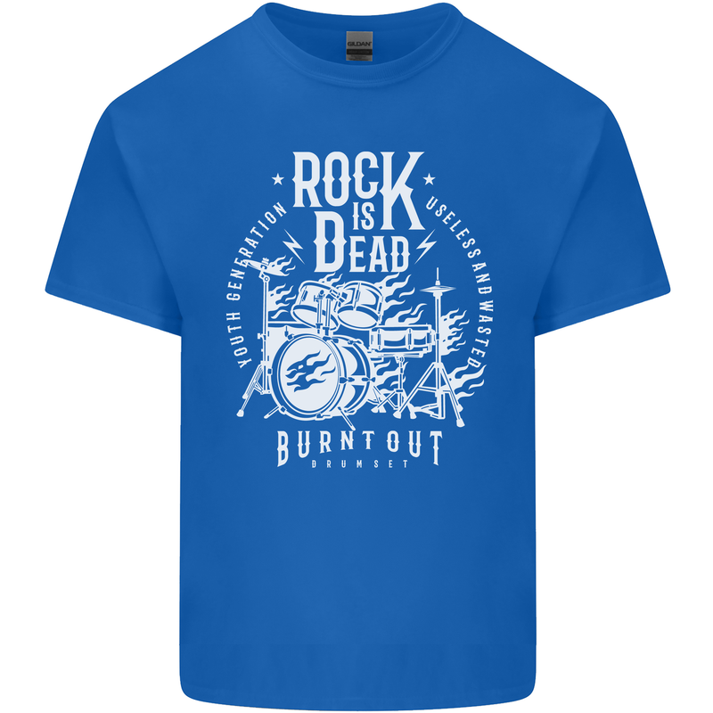 Rock is Dead Music Drummer Drumming Kids T-Shirt Childrens Royal Blue