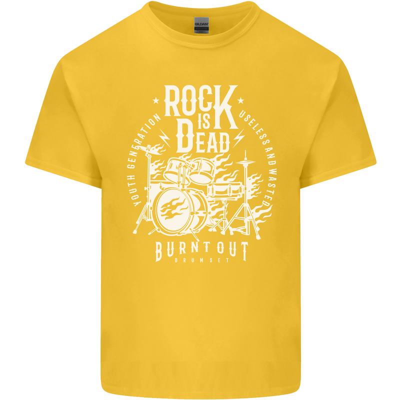 Rock is Dead Music Drummer Drumming Kids T-Shirt Childrens Yellow