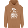 Rock is Dead Music Drummer Drumming Mens 80% Cotton Hoodie Caramel Latte